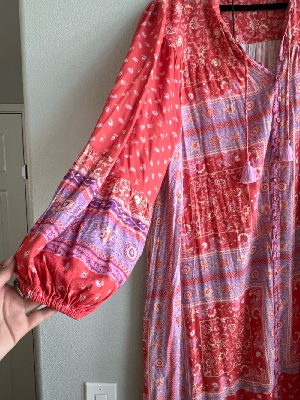Spell Coral and Lavender Floral Maxi Dress - Picture 5 of 6